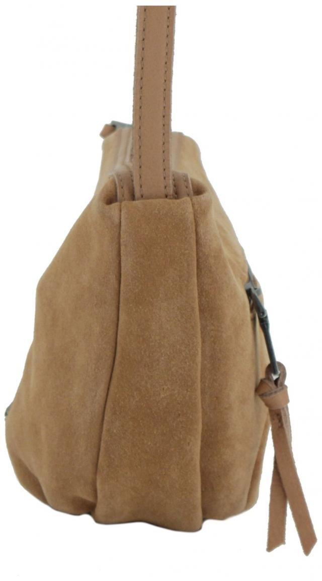 FREDsBRUDER Crossovertasche Taupe Velours Jo Round