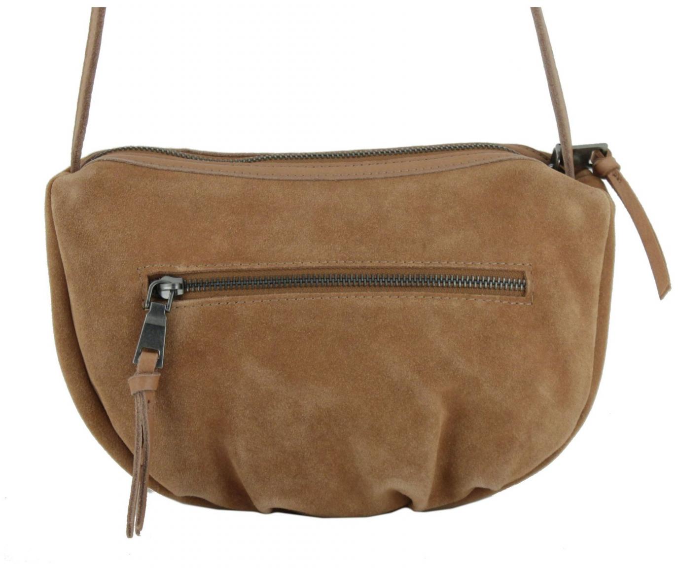 FREDsBRUDER Crossovertasche Taupe Velours Jo Round