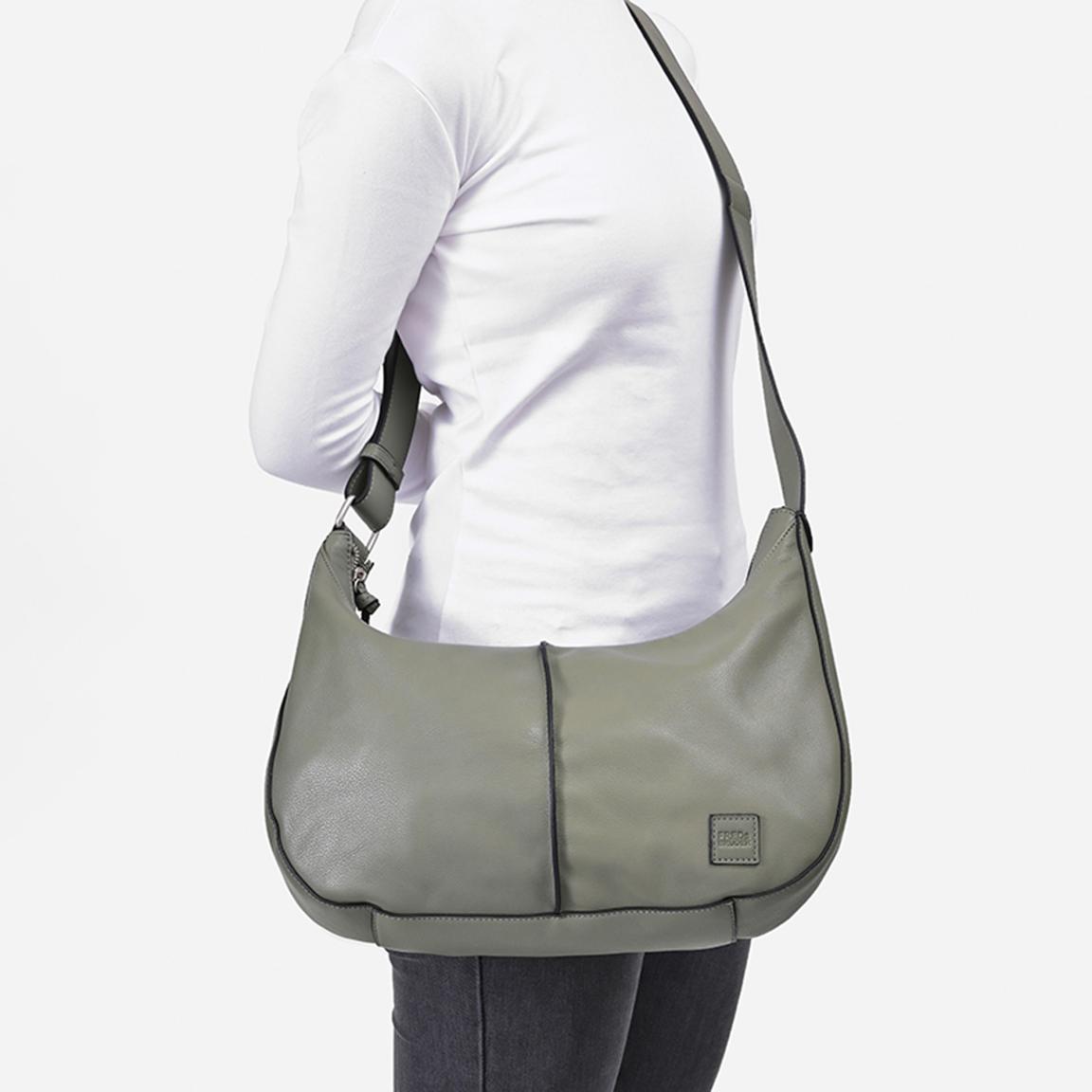 FREDsBRUDER Schultertasche Small Ginsberg Light Grey Leder