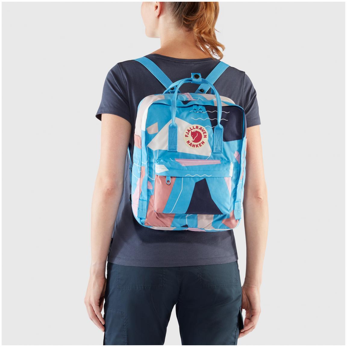 Fjällräven Kanken Art Birch Forest hellblauer Jugendrucksack Print