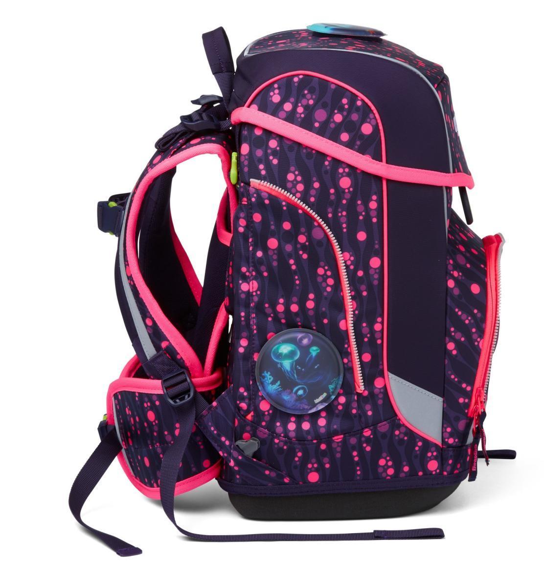 Grundschulrucksack violett neonpink ergobag cubo LUMI Edition Unterwasser