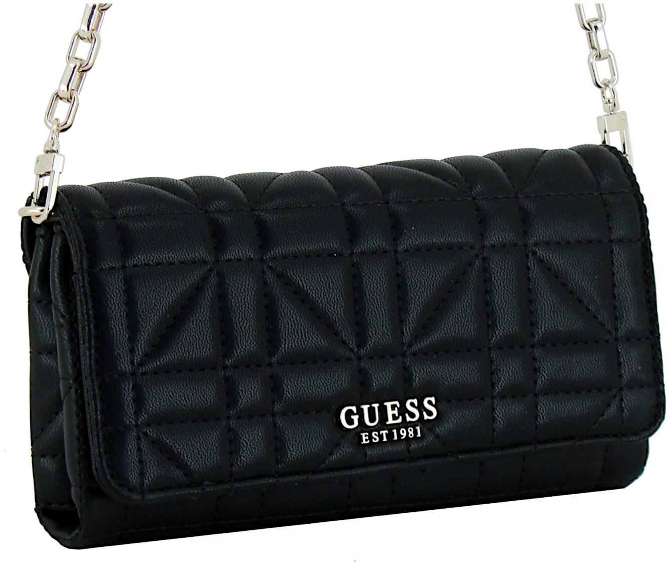 Guess Assia Xbody Flap Organizer schwarz gesteppt Abendtasche