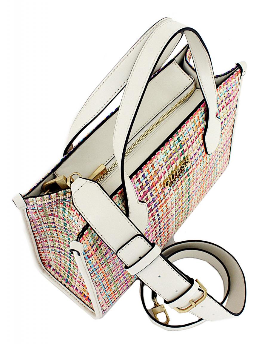 Guess Damen Handtasche Silvana Stickerei Natur White