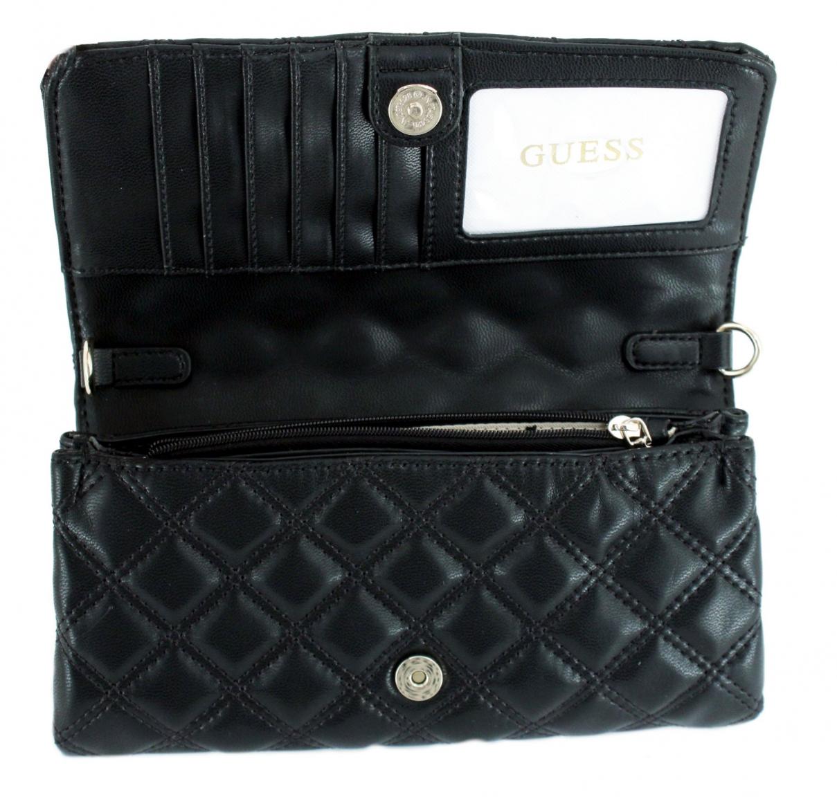 Guess Guilly Mini Überschlagtasche elegant Black abgesteppt