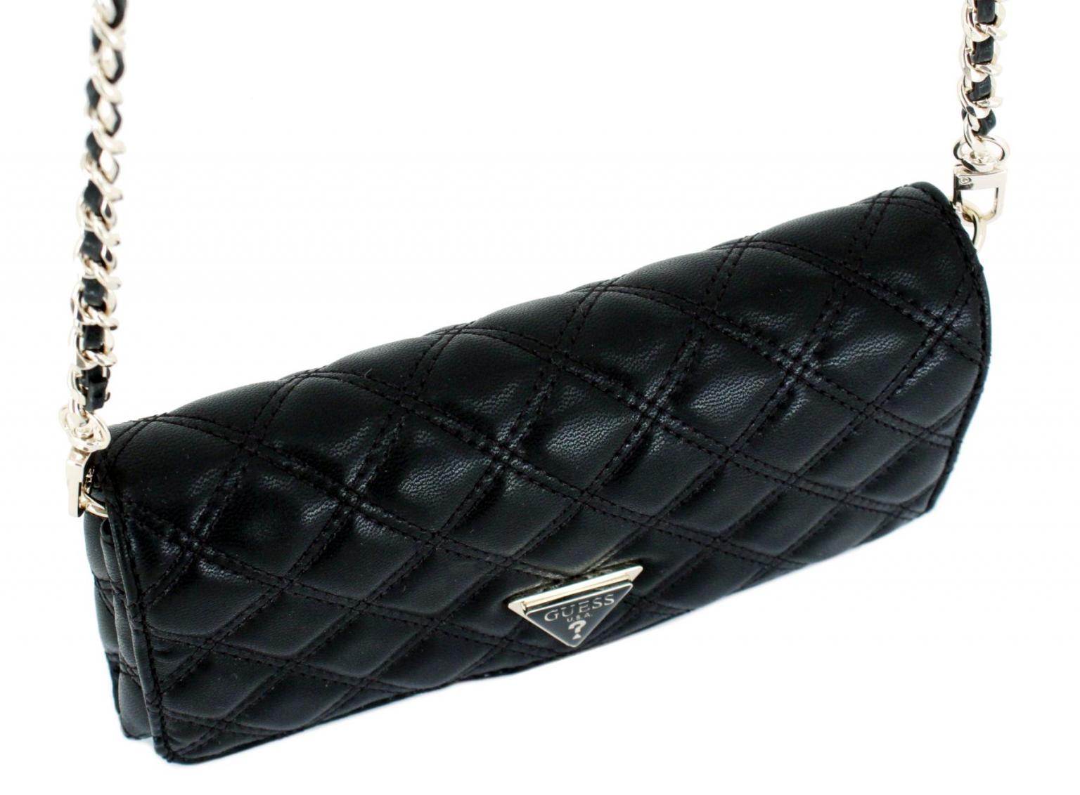 Guess Guilly Mini Überschlagtasche elegant Black abgesteppt