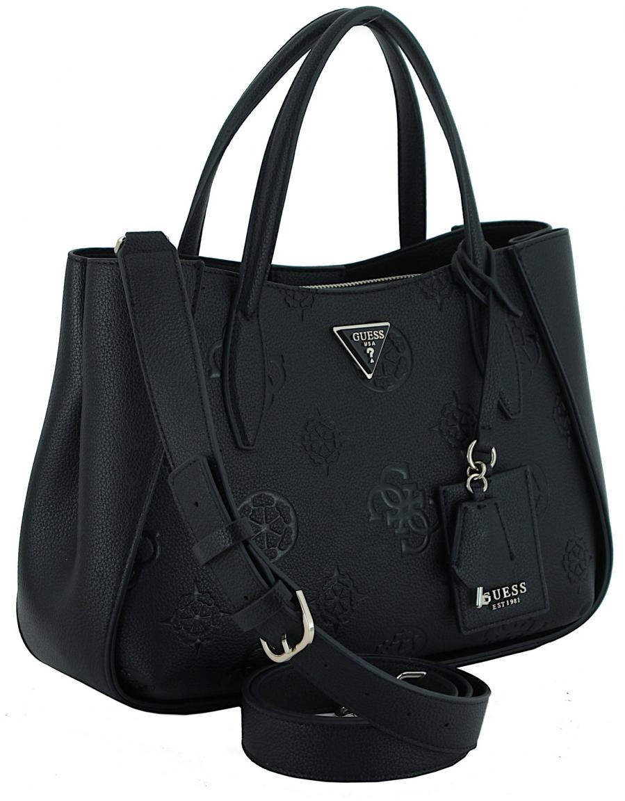 Guess Keandra Girlfirend Satchel schwarz Logoprägung Henkeltasche