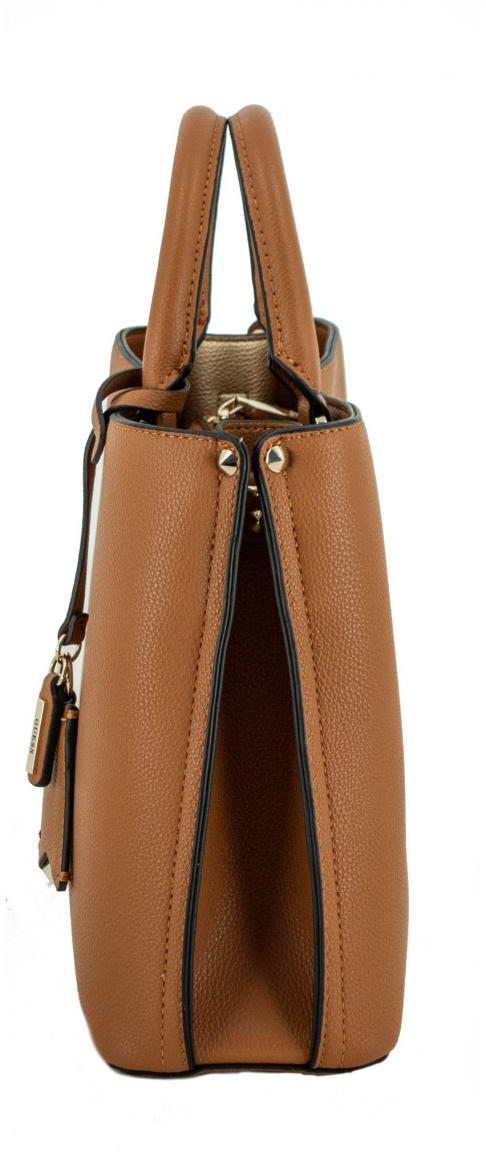 Guess Kurzgrifftasche Meridian Girlfriend Satchel Cognac Ziernieten