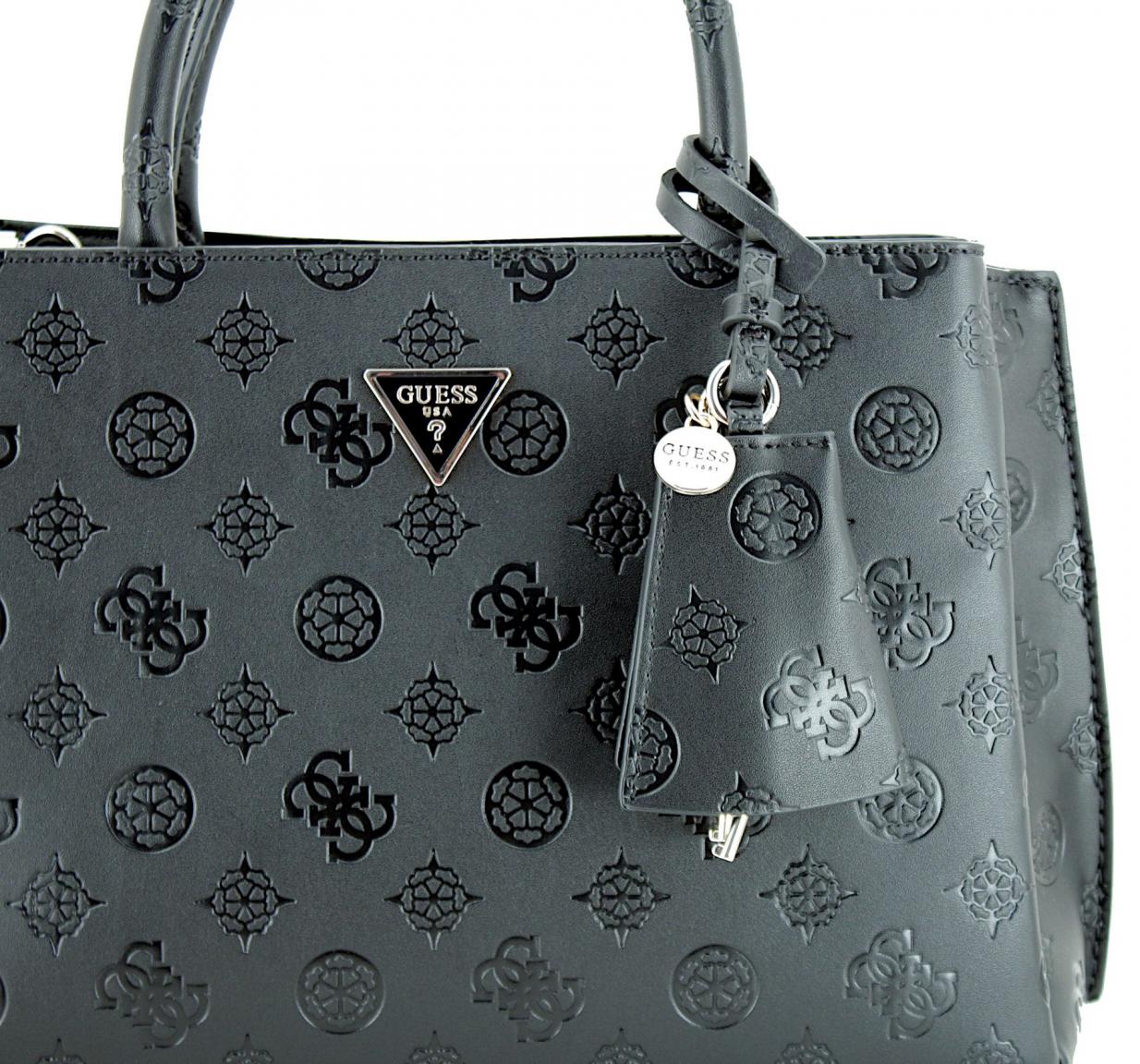 Guess Satchel Jena Black Logo Crossover