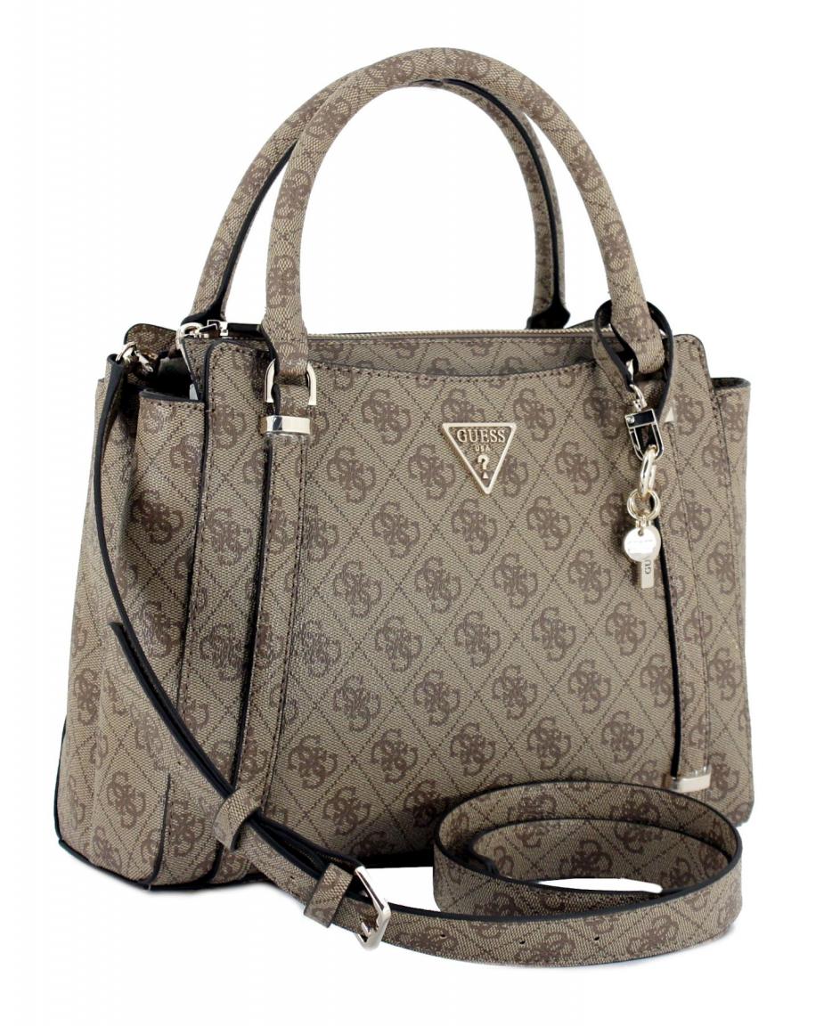 Guess Satchel mit Alloverprint Eco Erica Latte Logo 