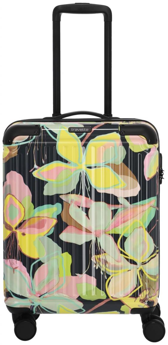 Handgepäckkoffer Travelite Cruise Yellow Orchid Blumenprint 4w Trolley S 55cm