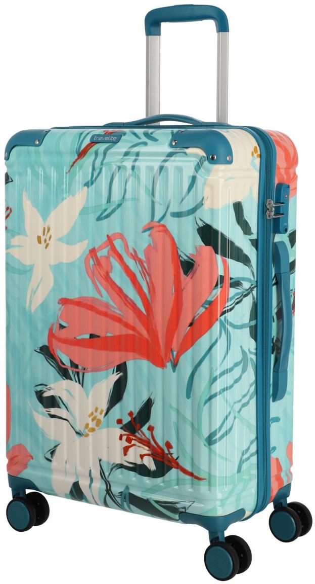 Hartschalenkoffer Travelite Cruise Turquoise Lily 4w Trolley M 67cm