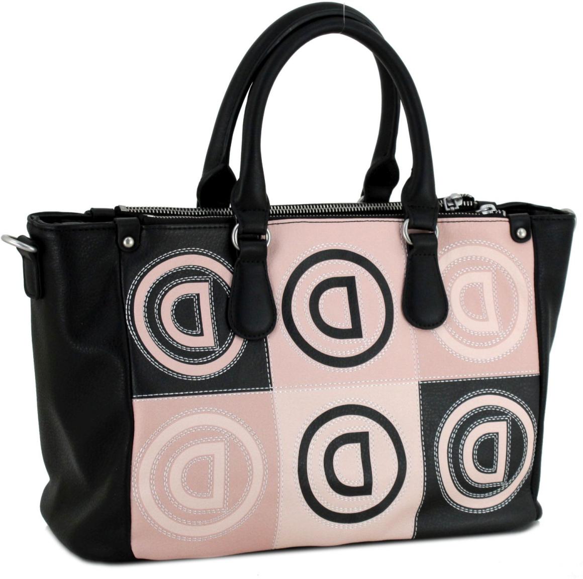 Henkeltasche Logo Patch rosa beige Safi Desigual Patchworklook