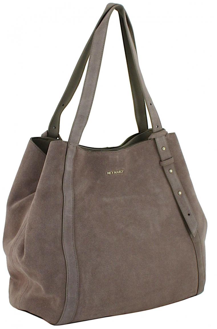 Hey Marly Tote Bag Pretty Wonder Suede L Mocha Velours