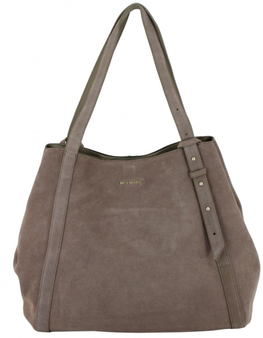 Hey Marly Tote Bag Pretty Wonder Suede L Mocha Velours