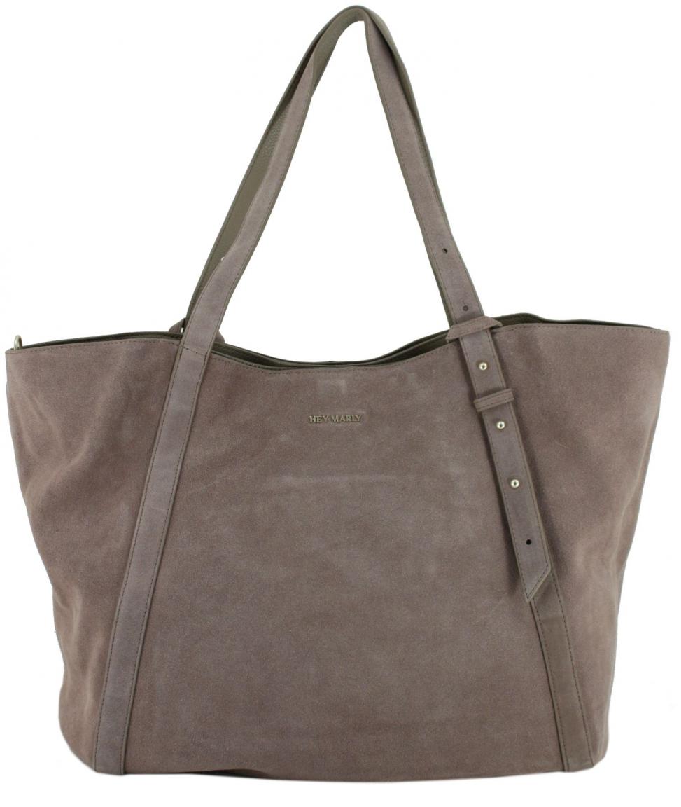 Hey Marly Tote Bag Pretty Wonder Suede L Mocha Velours