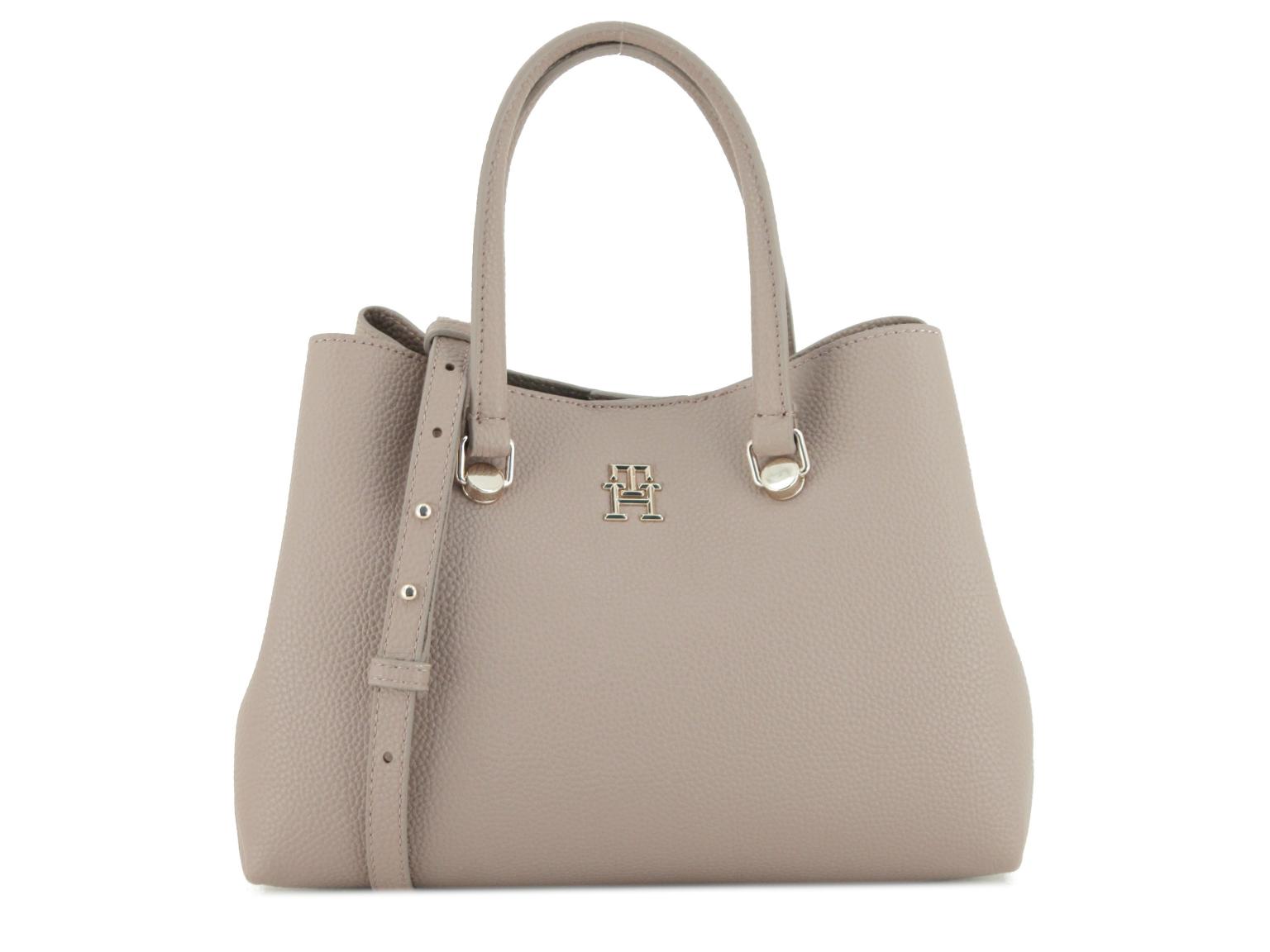 Hilfiger Kurzgrifftasche Emblem Small Satchel Oatmilk beige taupe