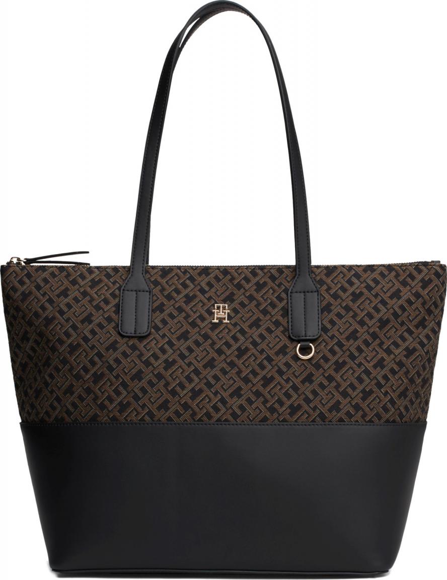 Hilfiger Shoppingbag Jacquard Tote schwarz Materialmix