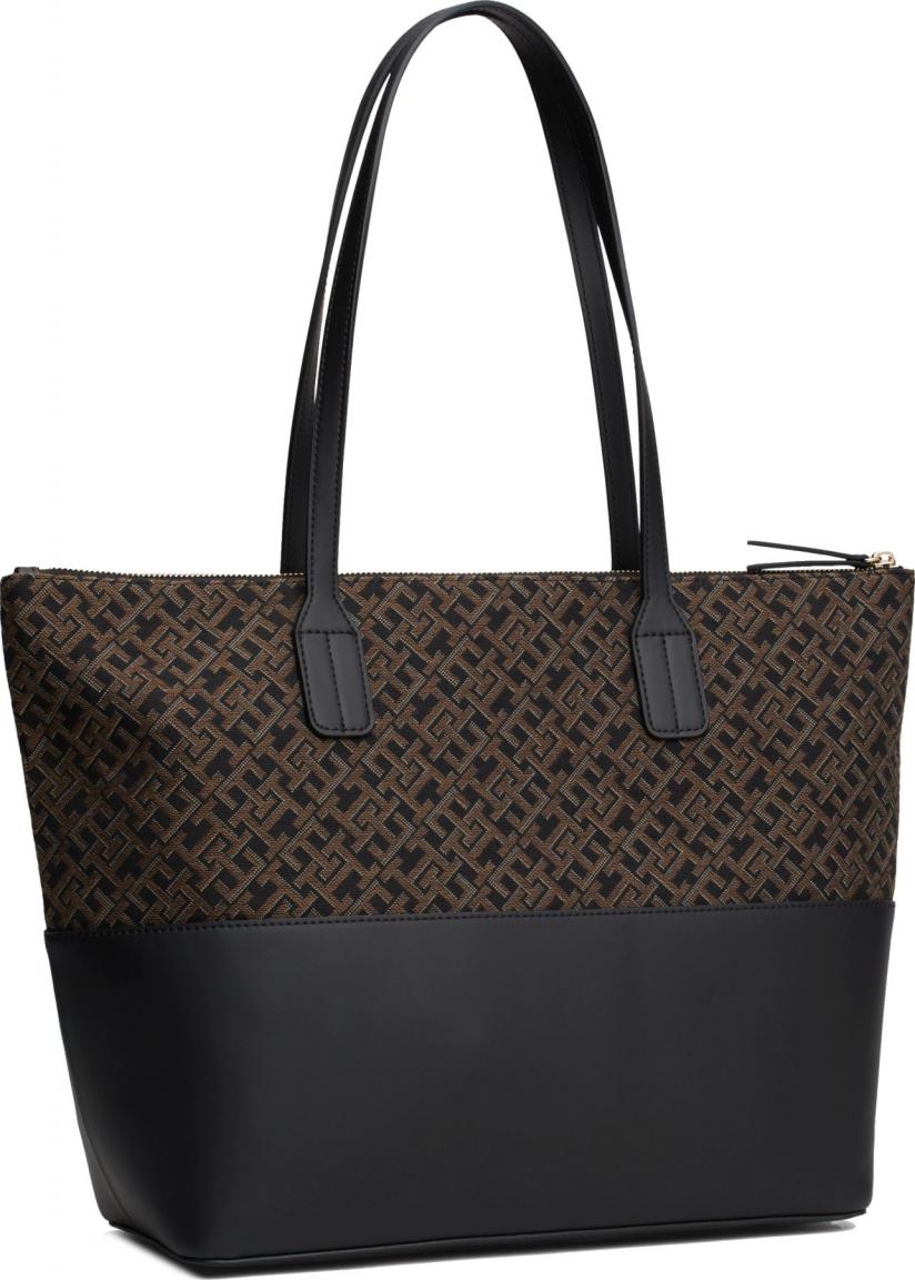 Hilfiger Shoppingbag Jacquard Tote schwarz Materialmix