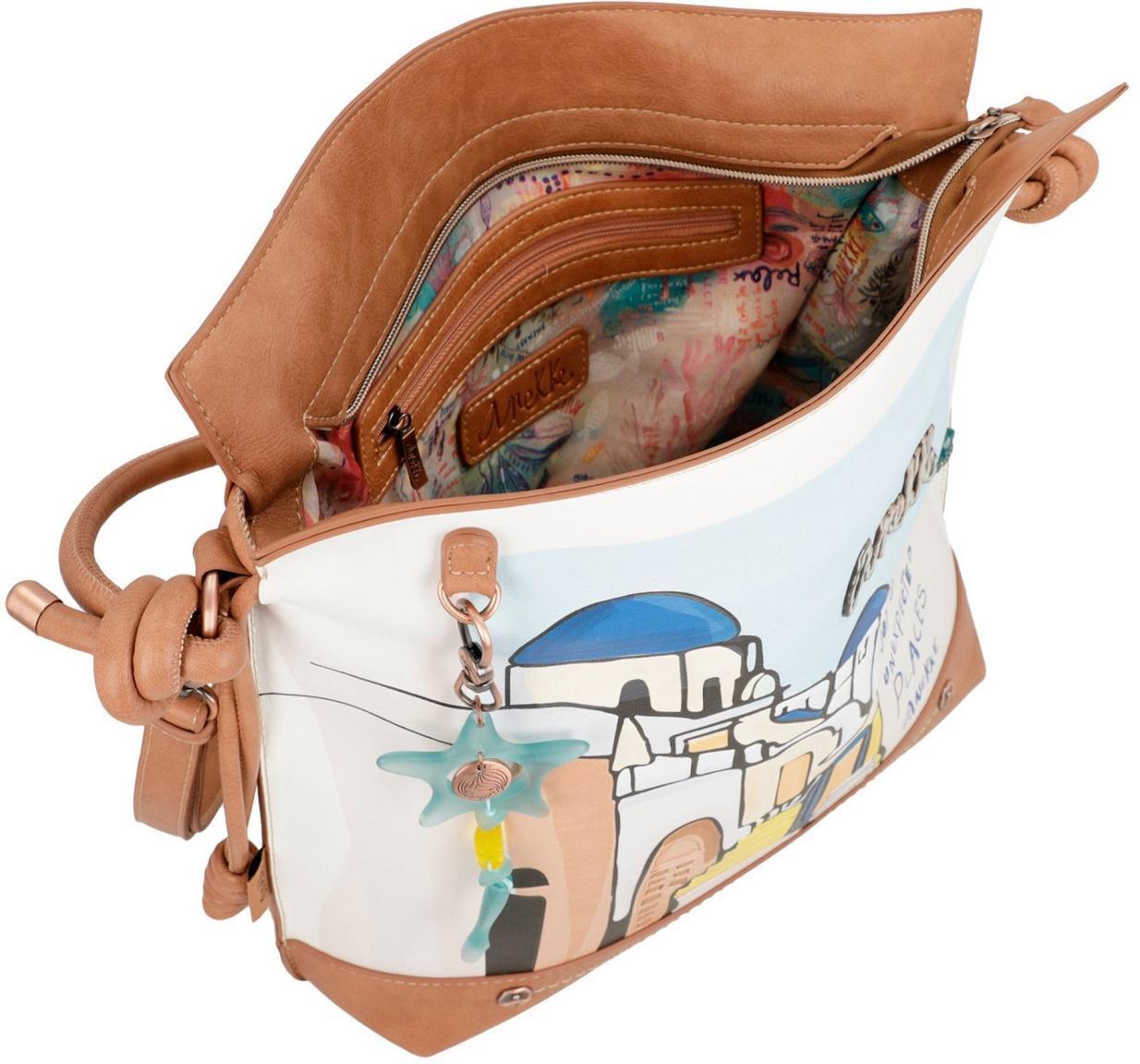 Hobo Bag Anekke Sunrise Santorin Blau Wechselriemen Braun