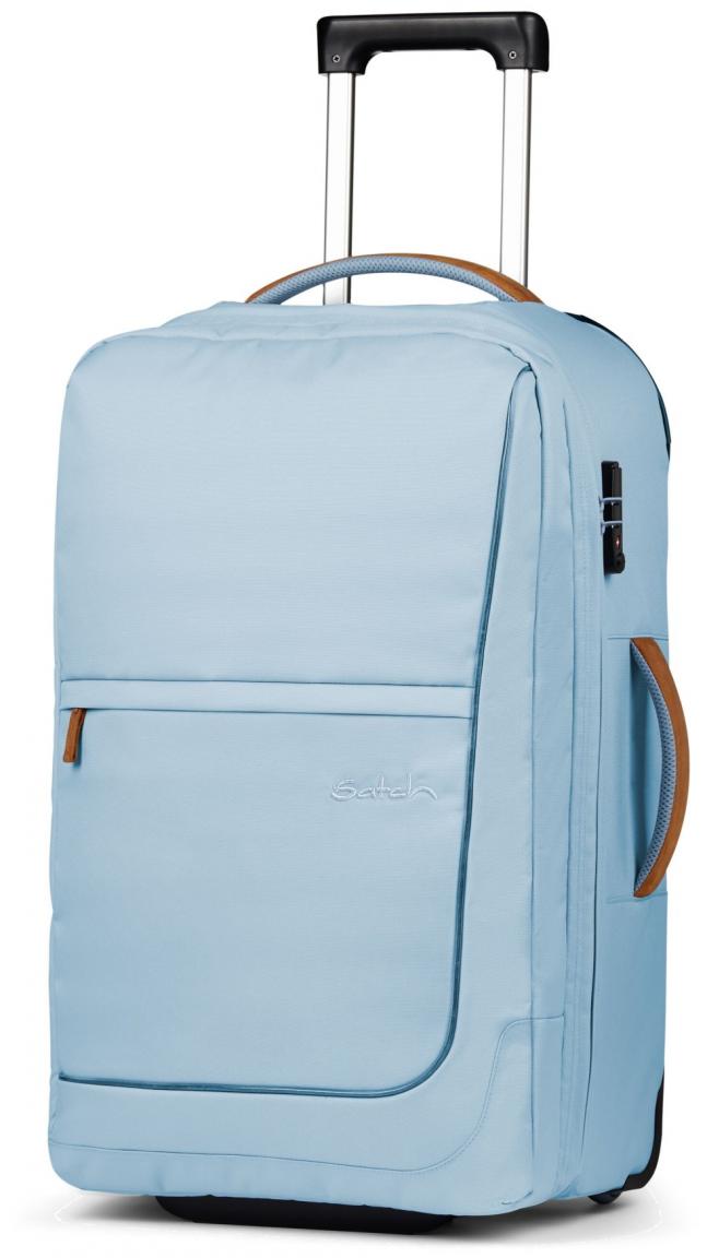 Jugendkoffer hellblau Satch Flow Pure Ice Blue M 65cm Lederdetails