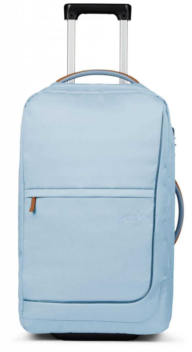 Jugendkoffer hellblau Satch Flow Pure Ice Blue M 65cm Lederdetails