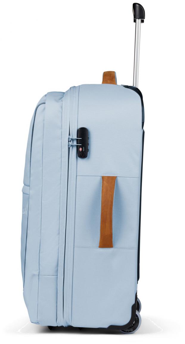 Jugendkoffer hellblau Satch Flow Pure Ice Blue M 65cm Lederdetails