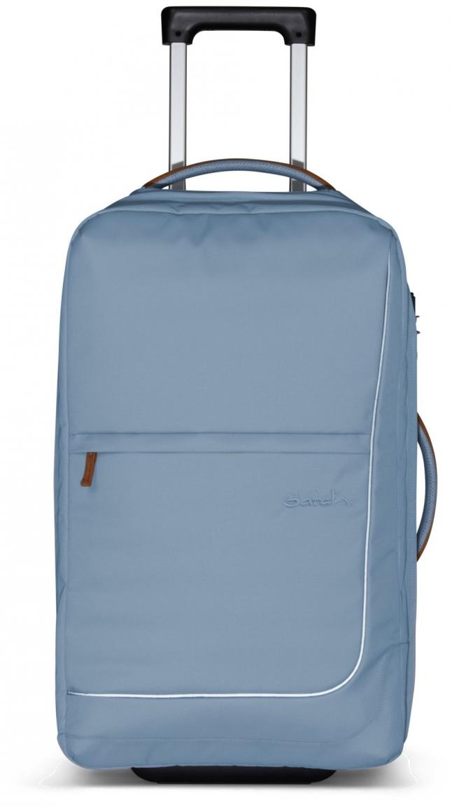 Jugendkoffer hellblau Satch Flow Pure Ice Blue M 65cm Lederdetails