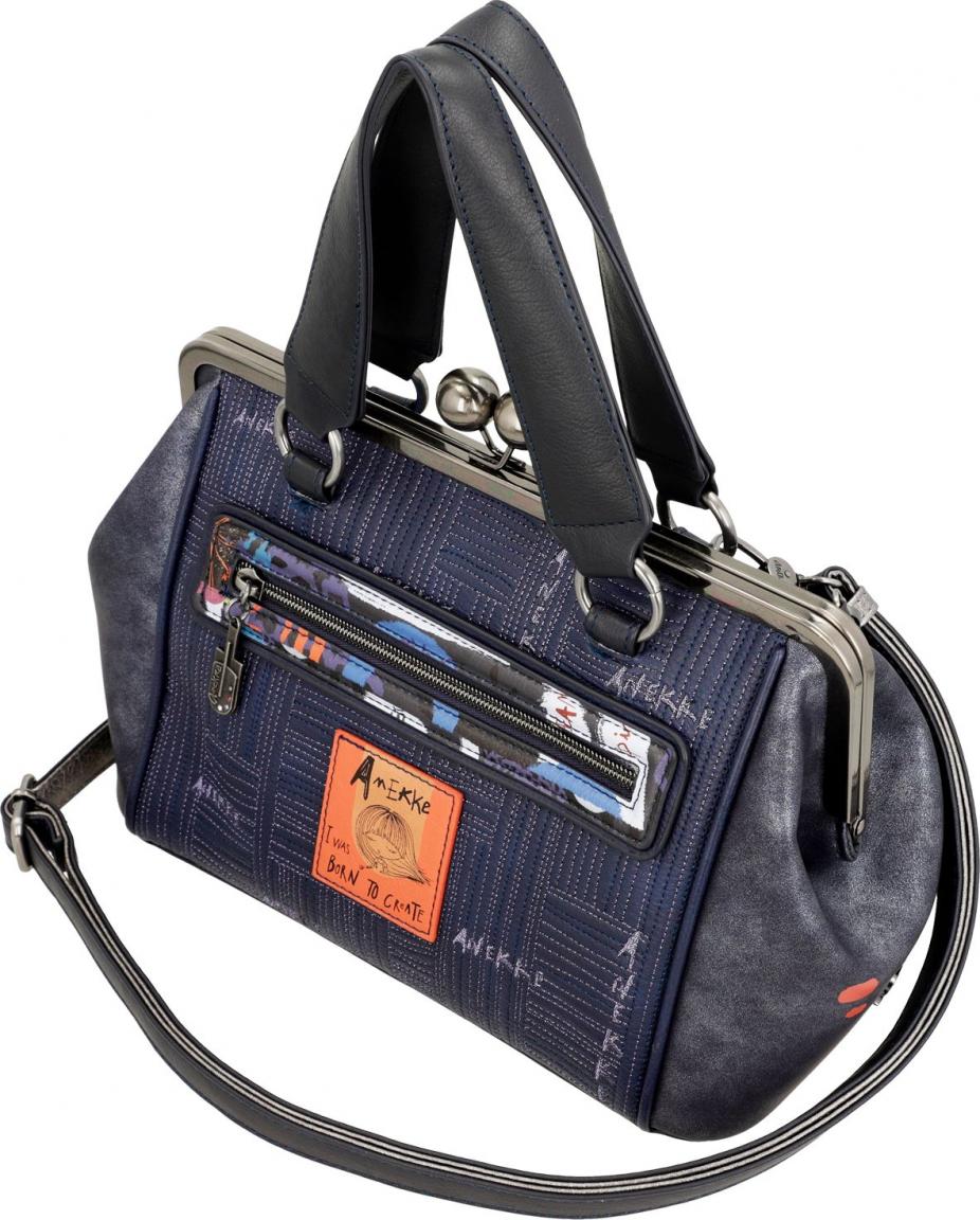 Kisslocktasche Anekke Contemporary Japan blau bunt bestickt Kunst