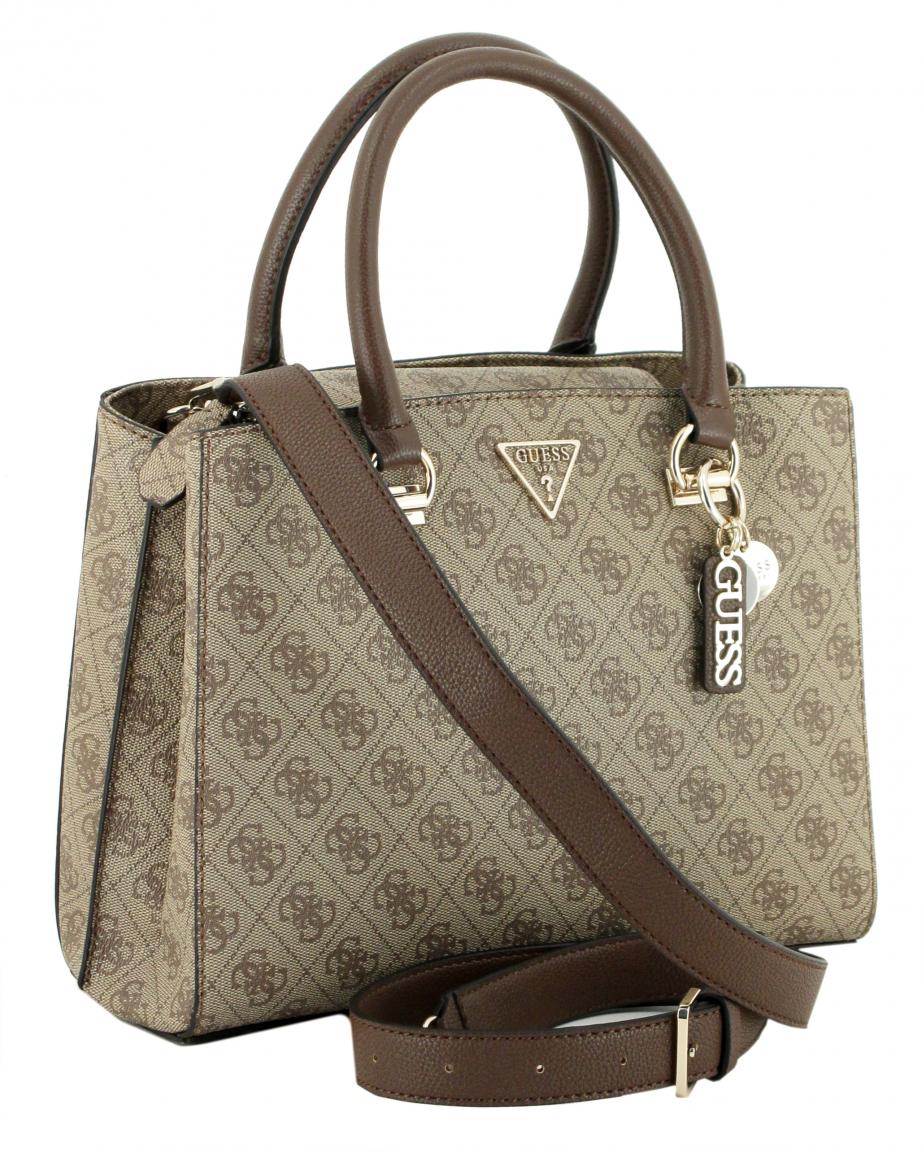 Kurzgrifftasche Guess Noelle Girlfriend Satchel Latte Logo braun