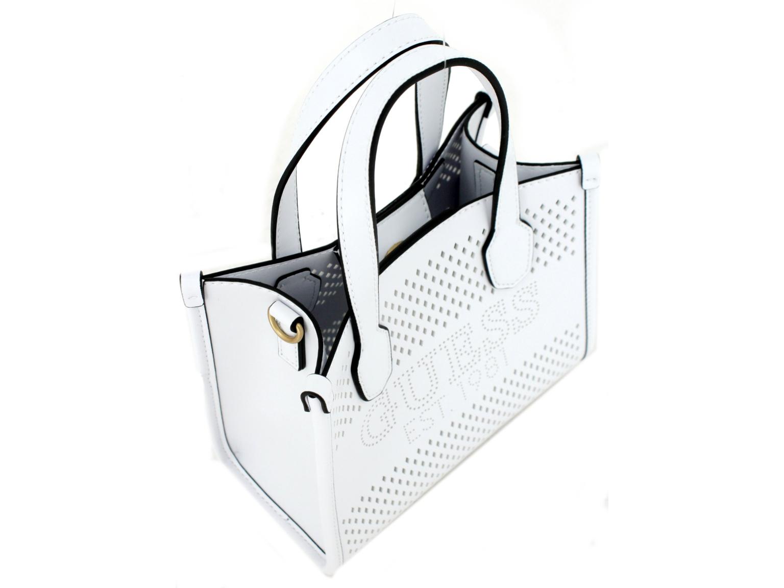 Kurzgrifftasche Mini Katey Perf White Lasercut Musterung 