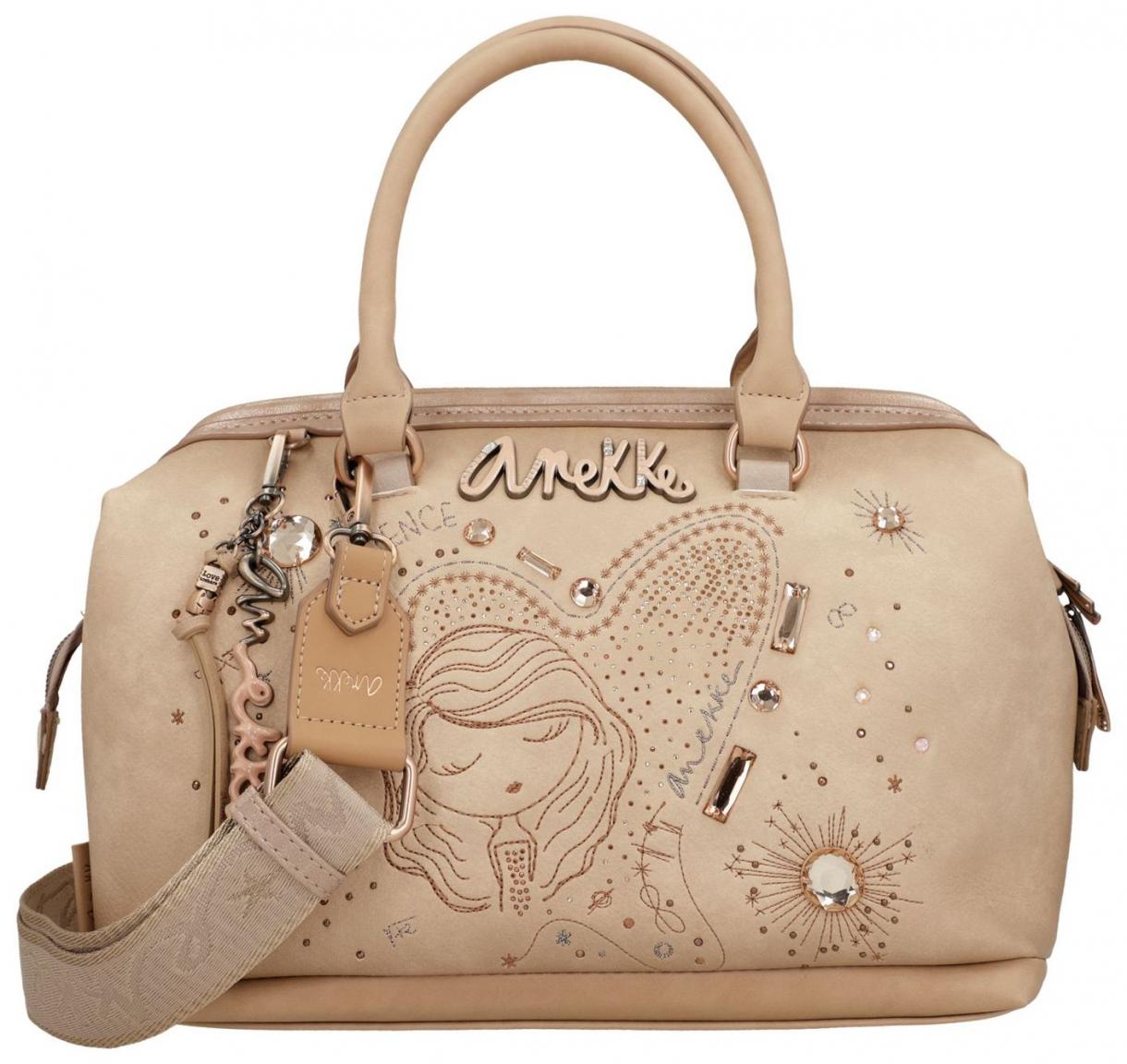 Kurzgrifftasche hellbeige bestickt Anekke Hollywood Studio Nude Strasssteine