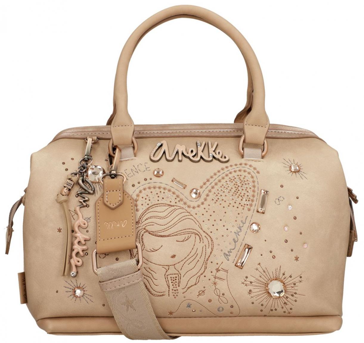 Kurzgrifftasche hellbeige bestickt Anekke Hollywood Studio Nude Strasssteine