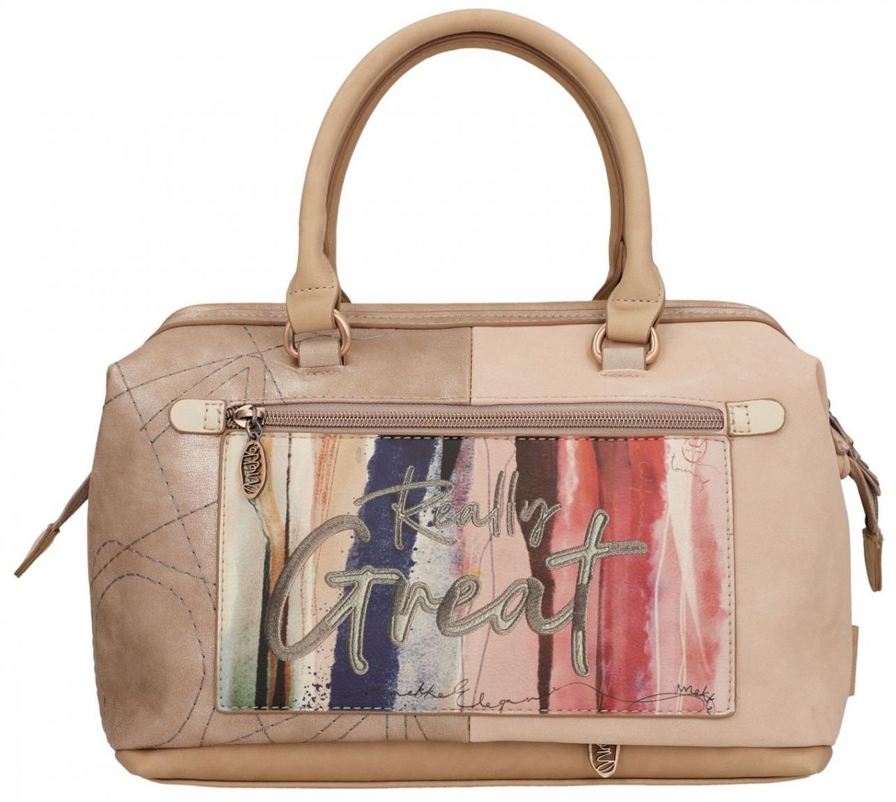 Kurzgrifftasche hellbeige bestickt Anekke Hollywood Studio Nude Strasssteine