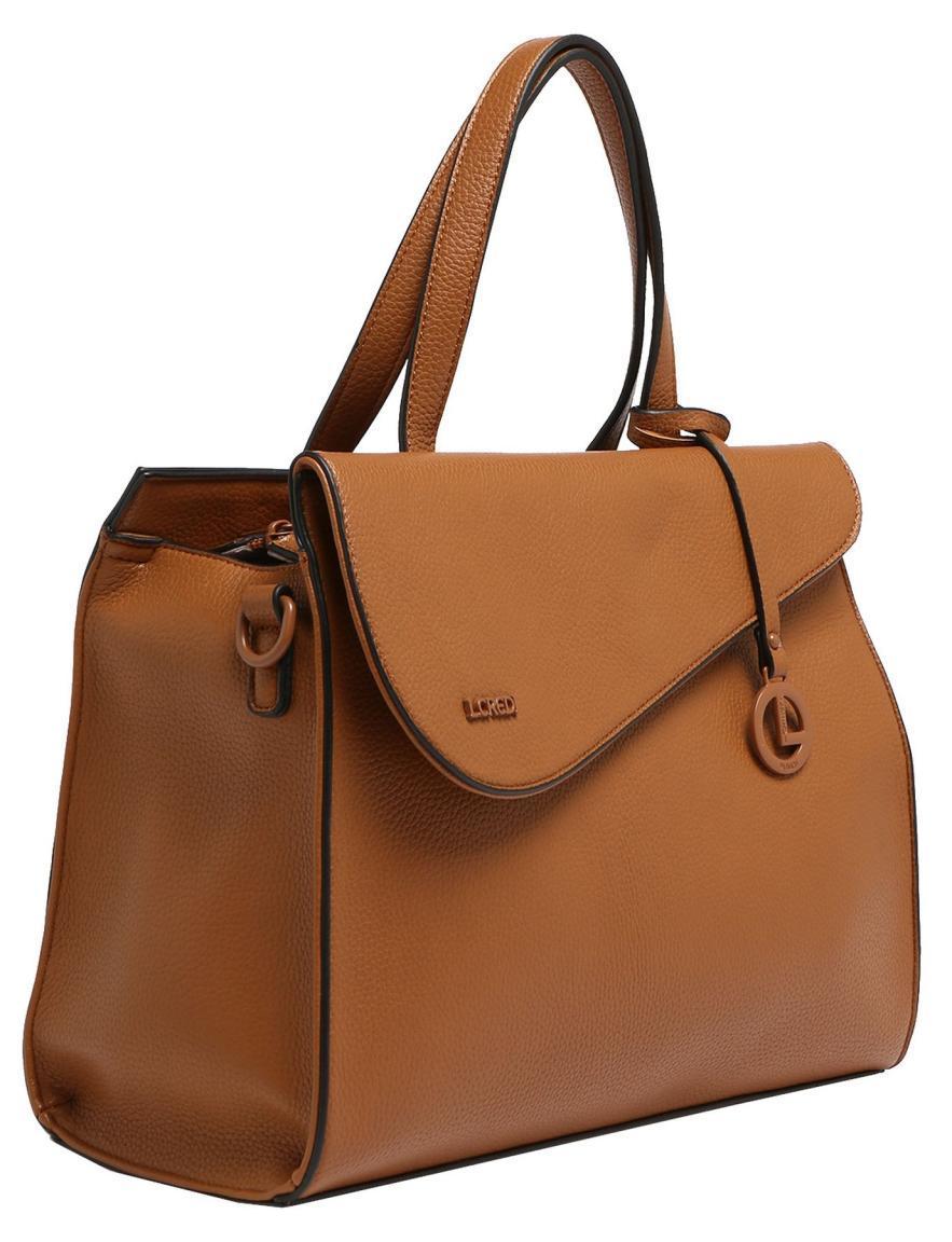 Kurzgrifftasche mit Überschlagfach L.Credi Iris Cognac