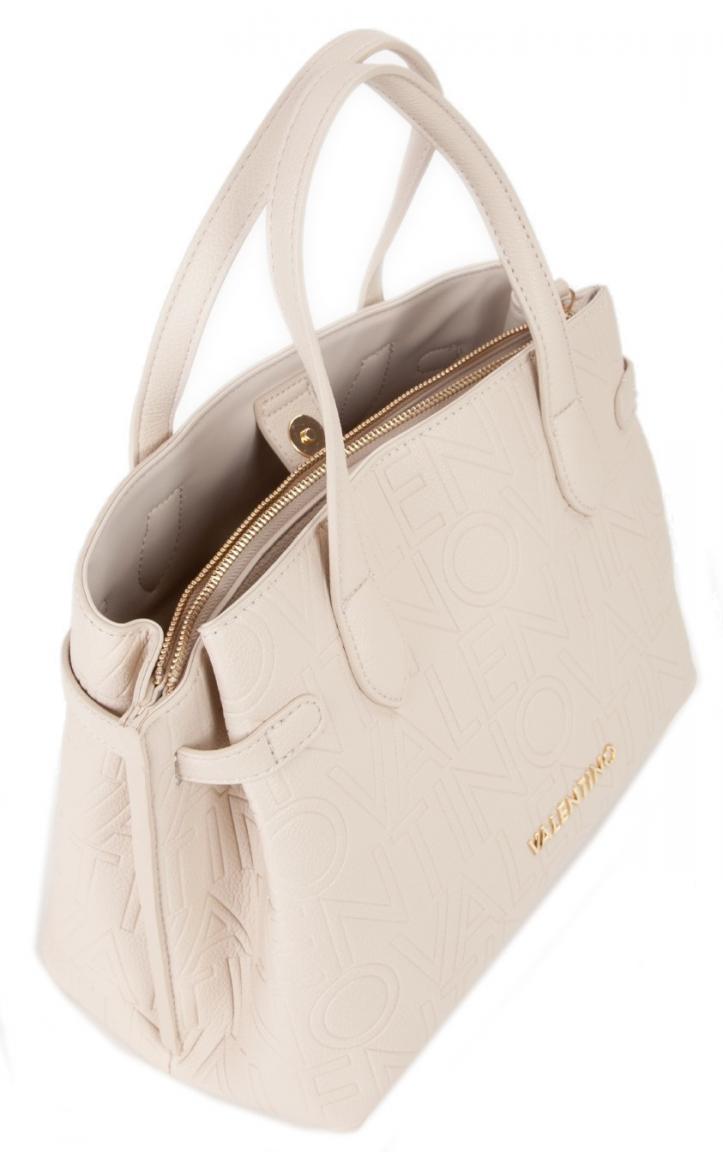 Kurzrgifftasche Valentino Pansy Ecru Logoprägung hellbeige