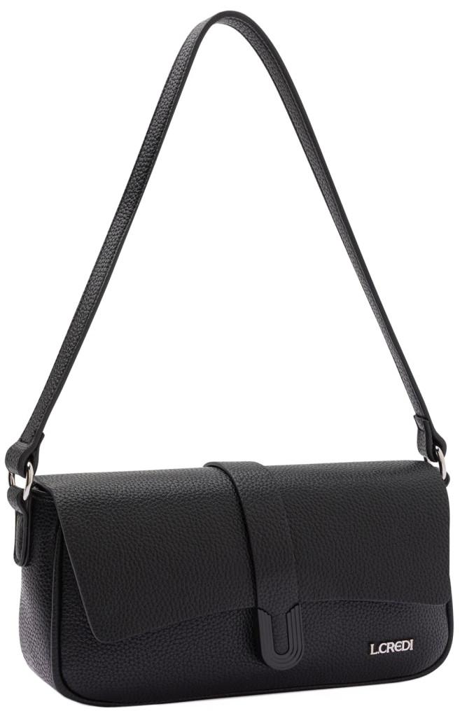 L.Credi Abendtasche schwarz Osia elegant Überschlag