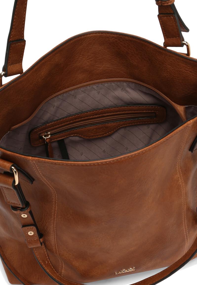 L.Credi Shoppertasche Jana Cognac braun Narbenstruktur