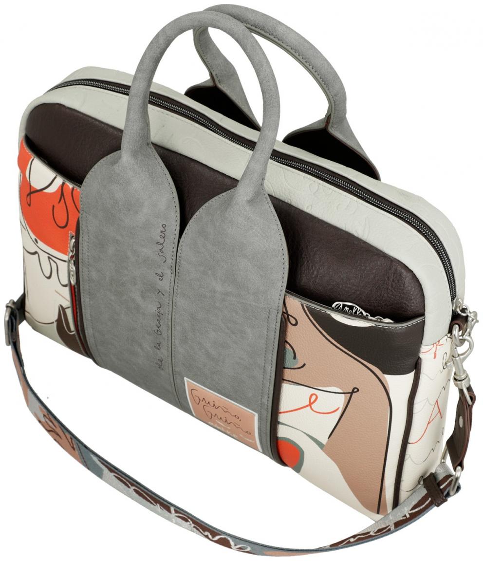 Laptoptasche Anekke Alma Ole beige grau Ziernähte