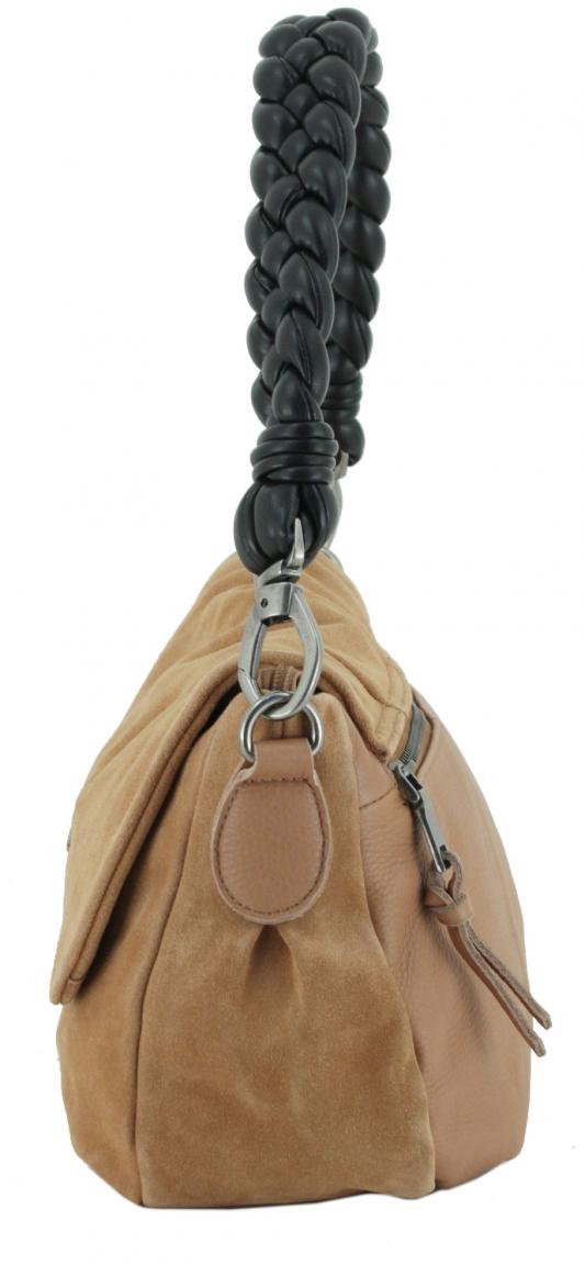 Ledertasche mit Überschlag FREDsBRUDER Jo Shoulderbag Taupe Velours