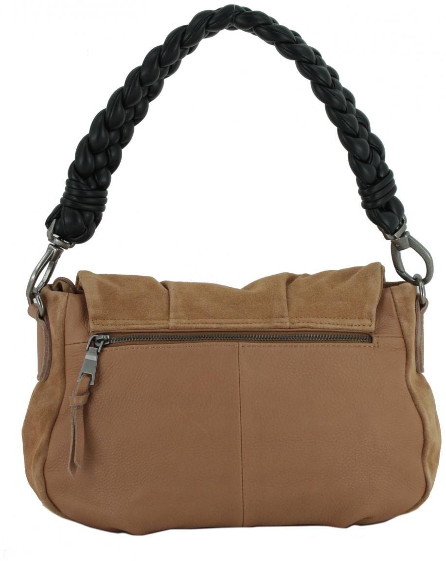 Ledertasche mit Überschlag FREDsBRUDER Jo Shoulderbag Taupe Velours