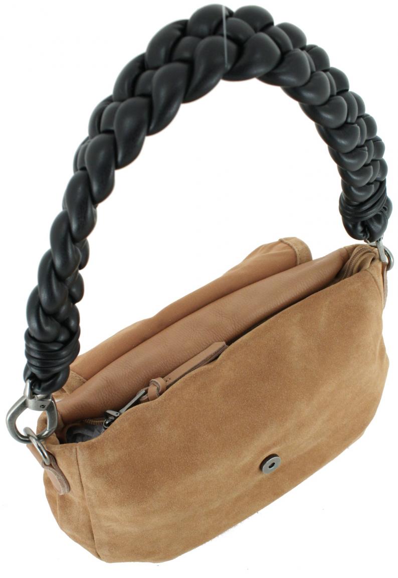 Ledertasche mit Überschlag FREDsBRUDER Jo Shoulderbag Taupe Velours