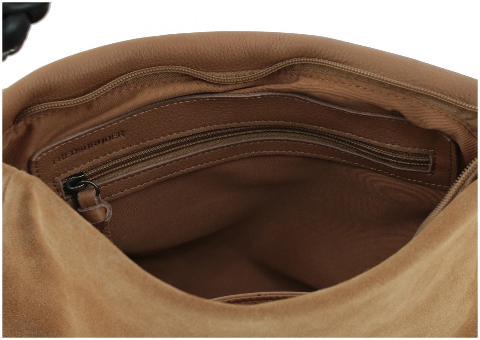 Ledertasche mit Überschlag FREDsBRUDER Jo Shoulderbag Taupe Velours