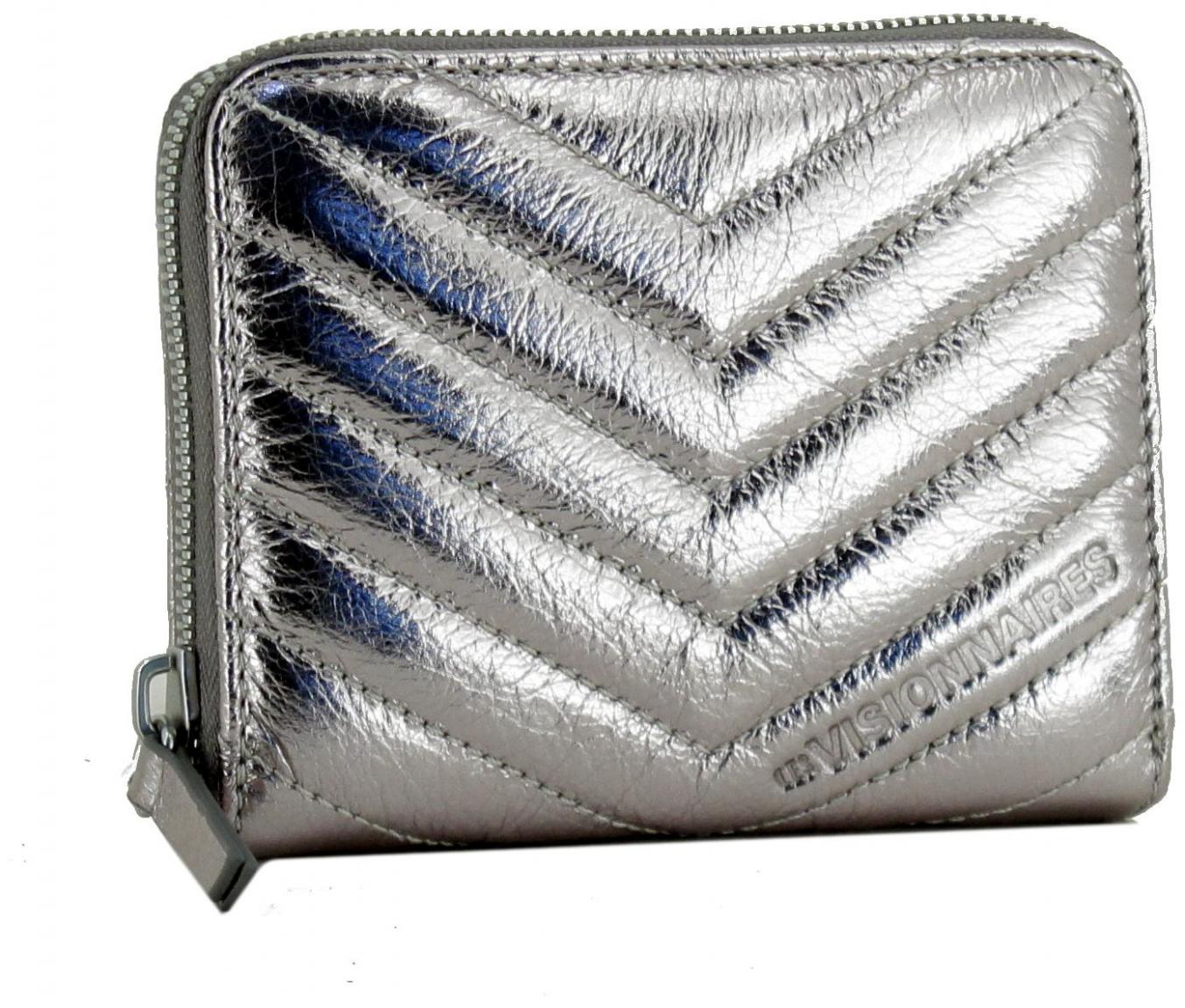 Les Visionnaires Geldtasche silber Steppnähte Elina Quilting Metallic