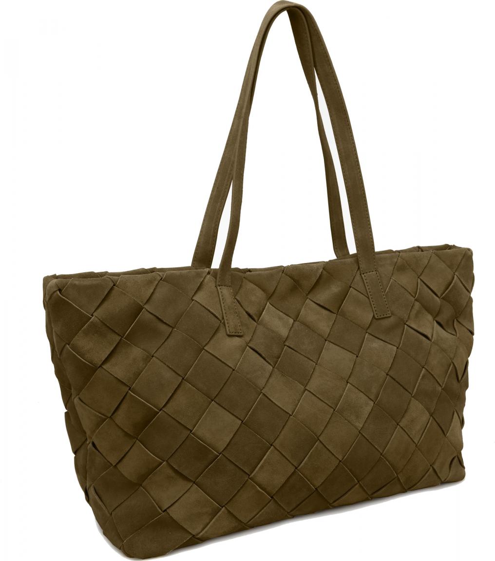 Les Visionnaires Odile Weave Moss Green olivgrüne Henkeltasche Velours