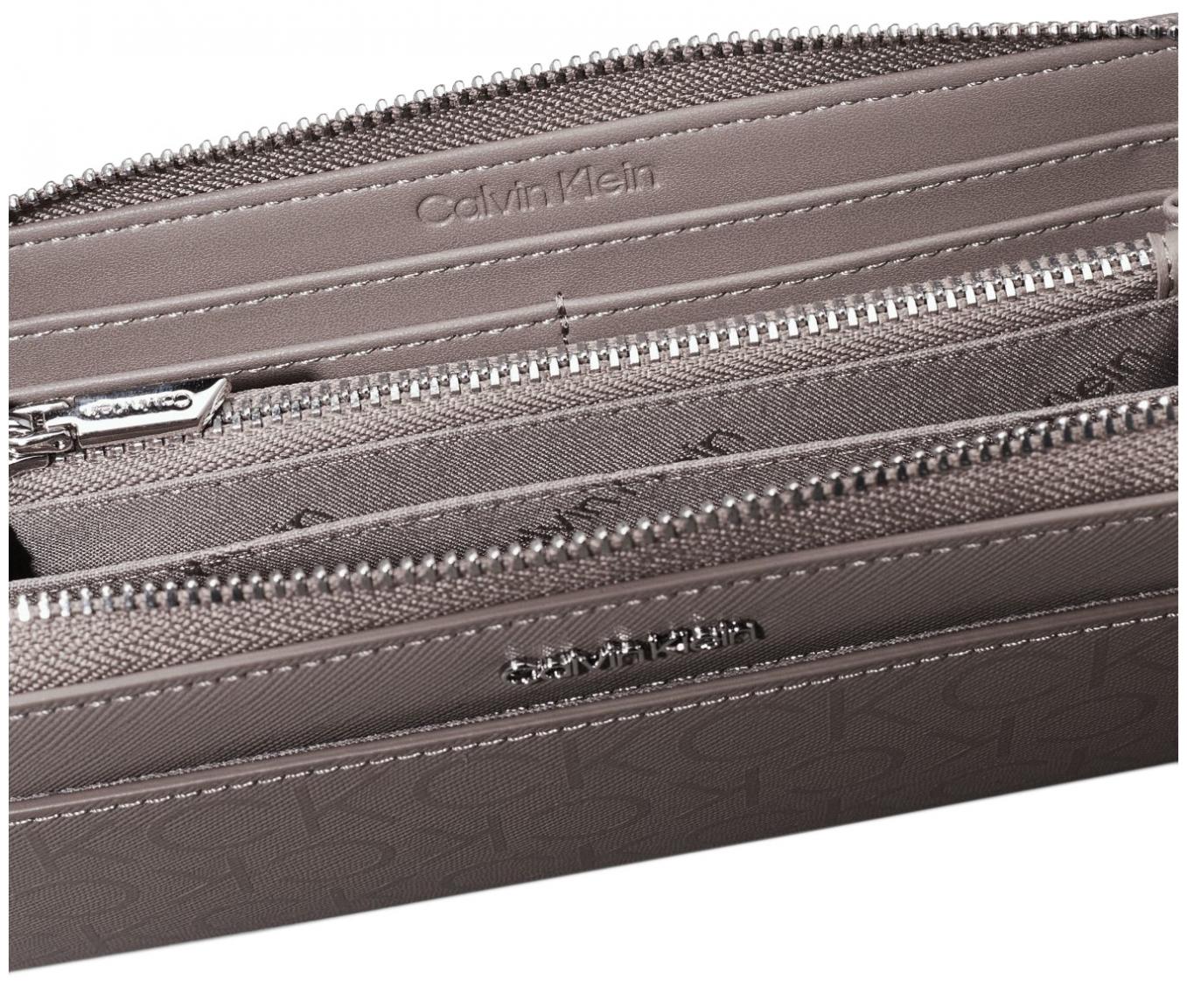 Longbörse Zip Around Calvin Klein Must Monogram Taupe