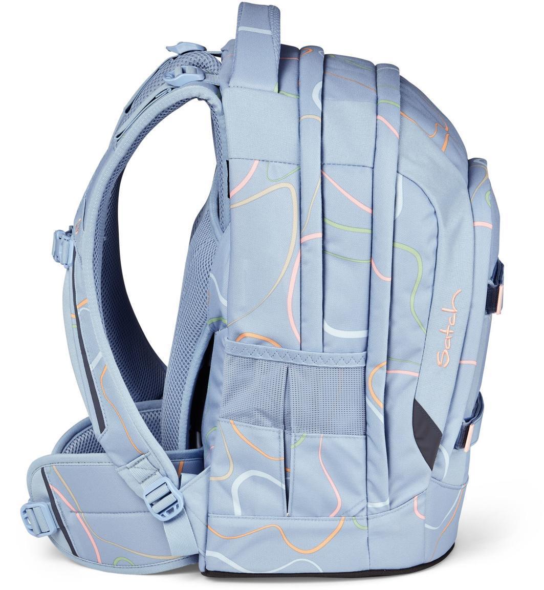 Mädchenrucksack hellblau bunter Print verstellbar Satch Pack Vivid Blue Swaps