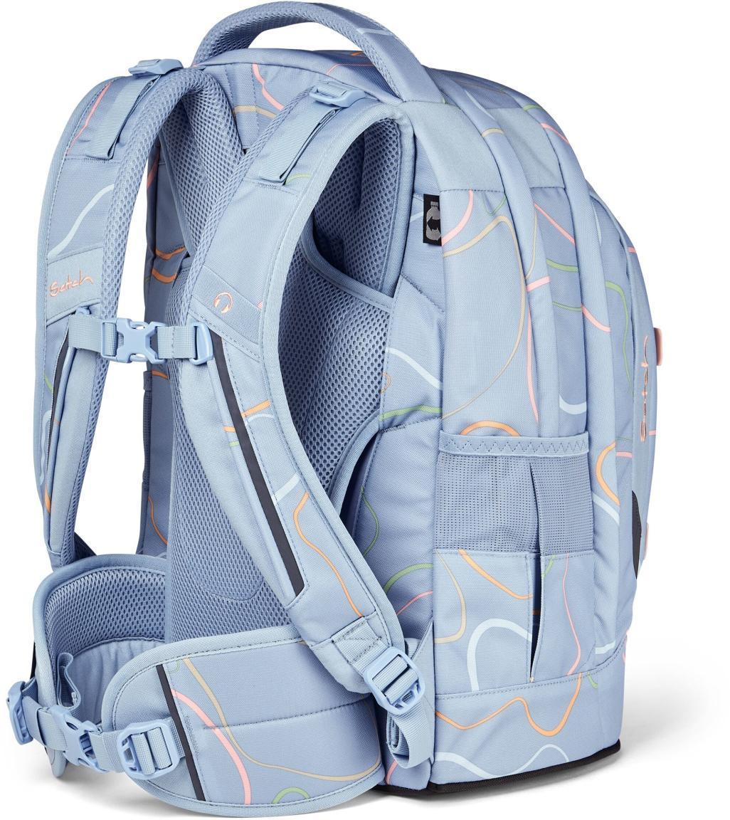 Mädchenrucksack hellblau bunter Print verstellbar Satch Pack Vivid Blue Swaps