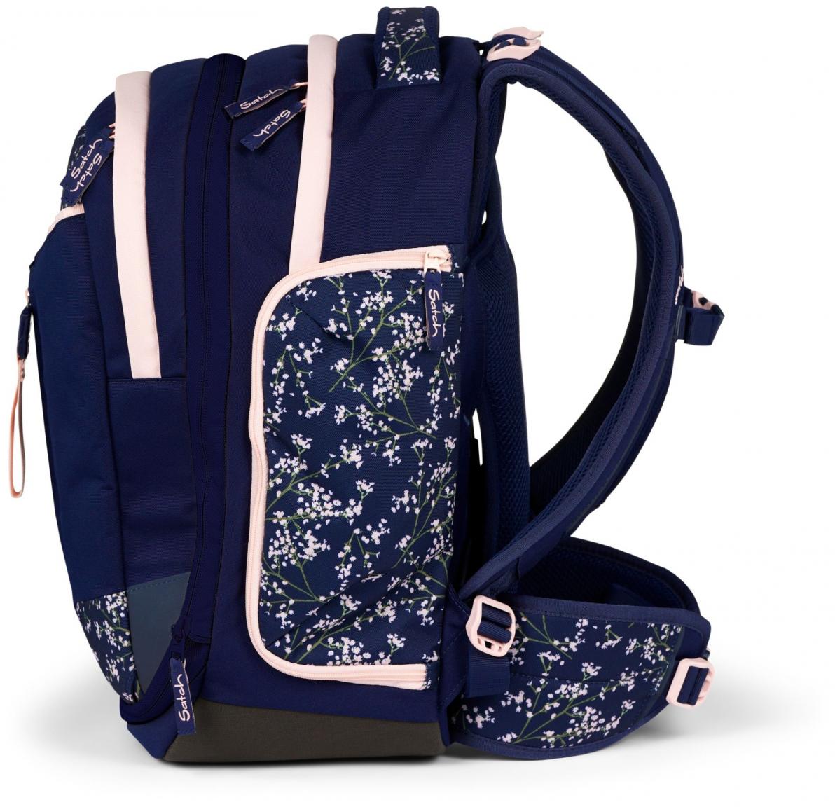 Mädchenschultasche dunkelblau rosa Blumen Satch Match Bloomy Breeze