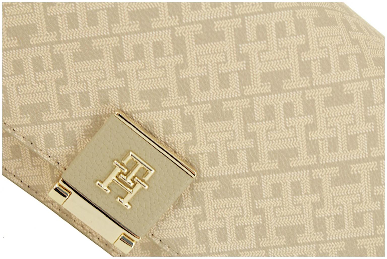 Monogramm Umhängetasche Tommy Hilfiger Überschlag beige