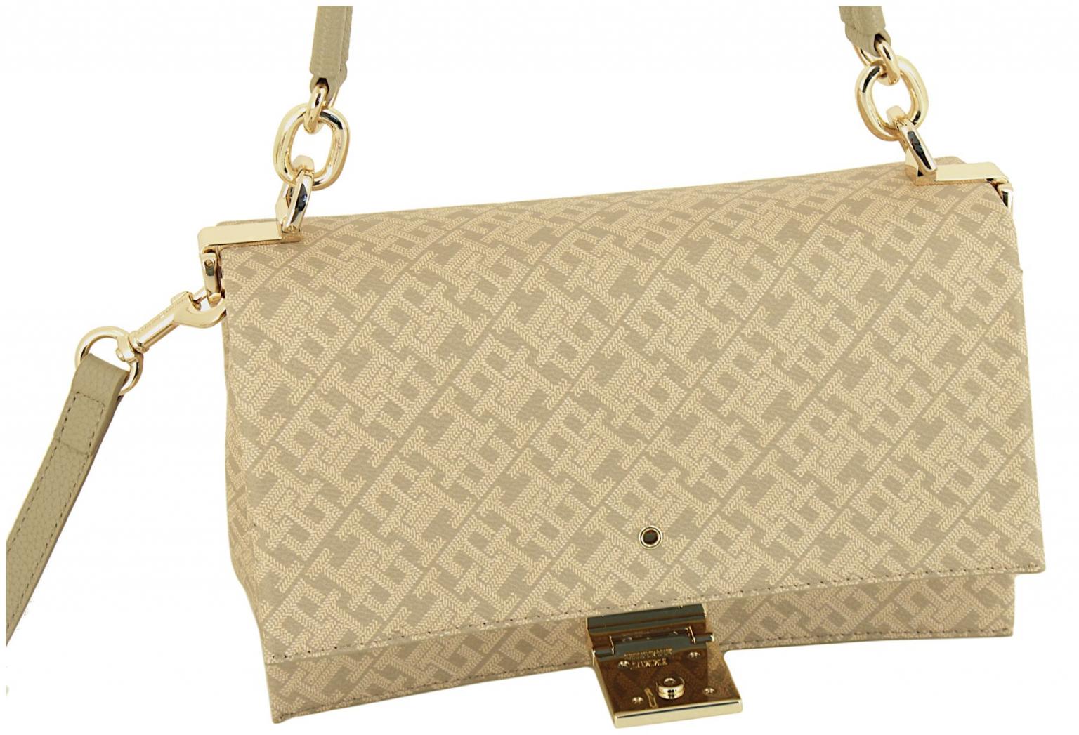 Monogramm Umhängetasche Tommy Hilfiger Überschlag beige